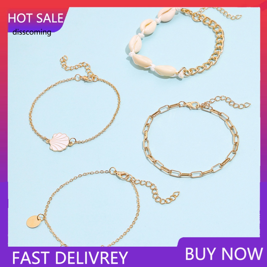 Băng Đô SL SL SL SL SL| Lắc Chân Đính Tua Rua Vỏ Sò Tự Nhiên Thời Trang