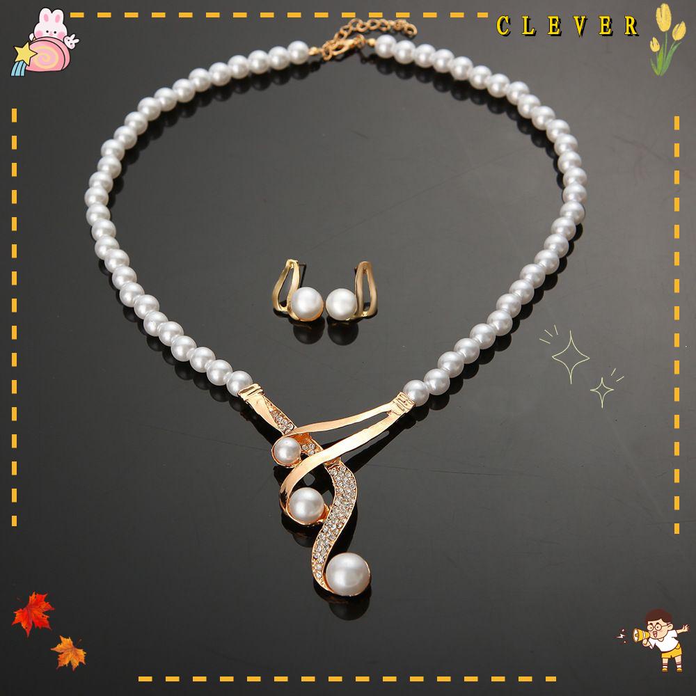 CLEVER Vòng cổ Vàng Đính Hạt Giả Ngọc Trai