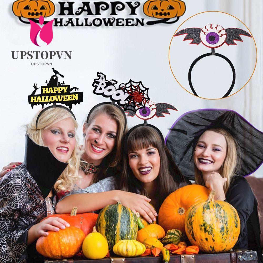 UPSTOPVN Set 12 Băng Đô Cài Tóc Đính Bóng Lông Hóa Trang Halloween