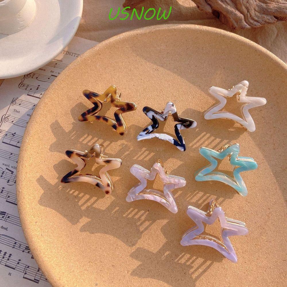 USNOW Kẹp Tóc Hình Ngôi Sao / Cá Mập / Hình Học Đơn Giản Sáng Tạo Phong Cách Hàn Quốc
