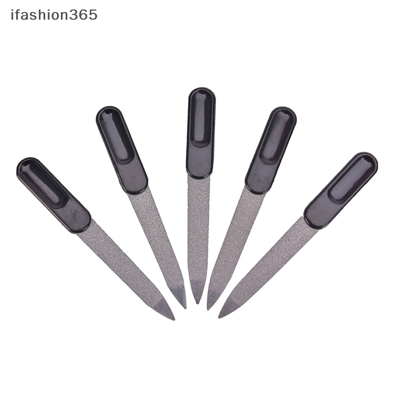 Set 5 Cây Dũa Móng Hai Mặt Bằng Kim Loại Tay Cầm Nhựa DIY Thời Trang ifashion365