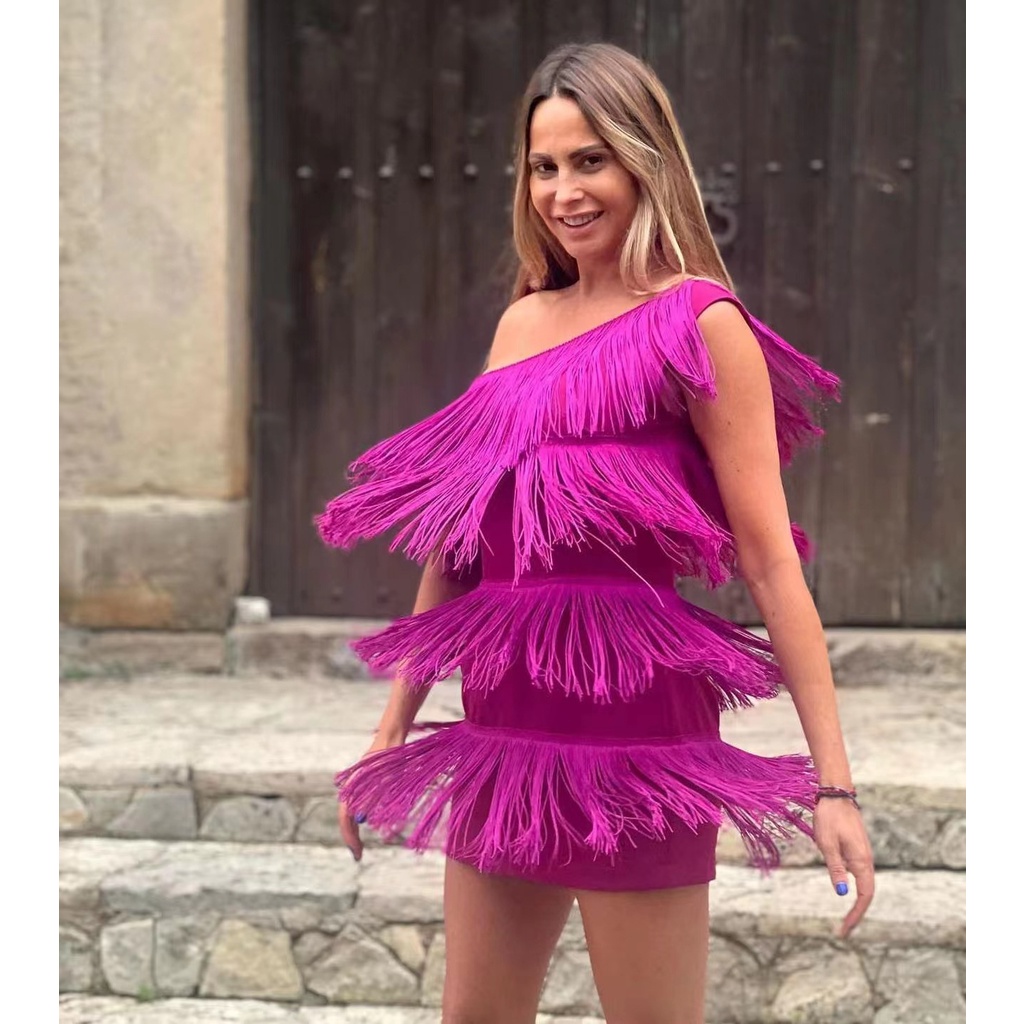 Đầm Mini PhốI Tua Rua QuyếN Rũ