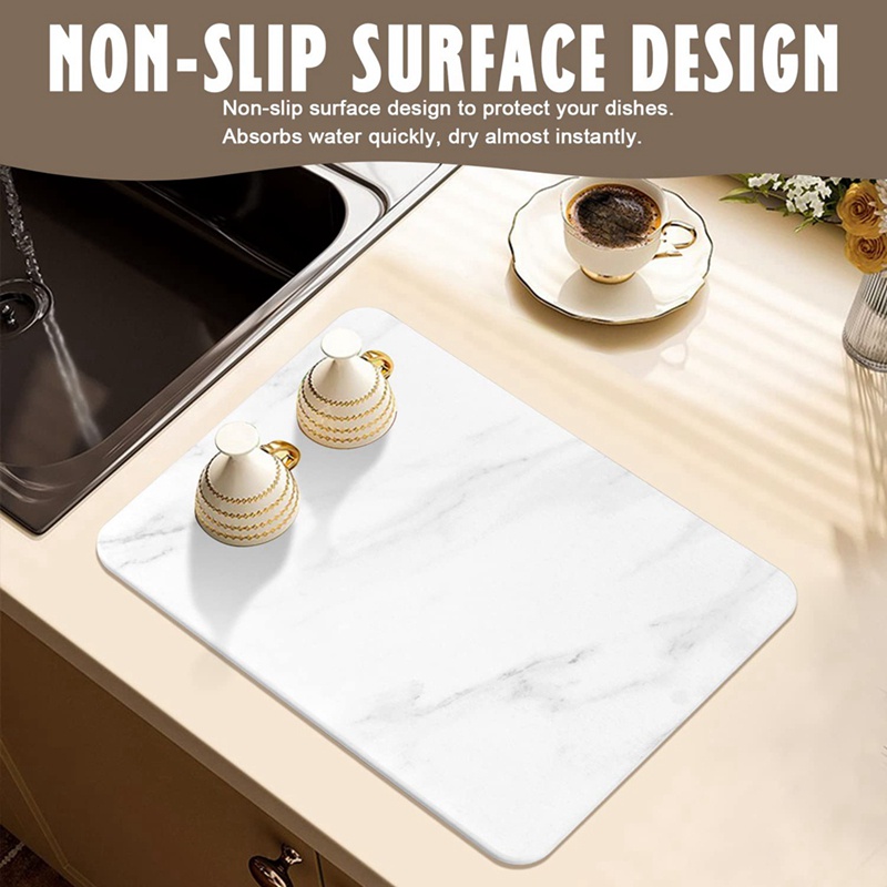 Thảm Phơi Khô Chén Dĩa Bằng Đá Siêu Thấm Hút Cách Nhiệt Thân Thiện Với Môi Trường