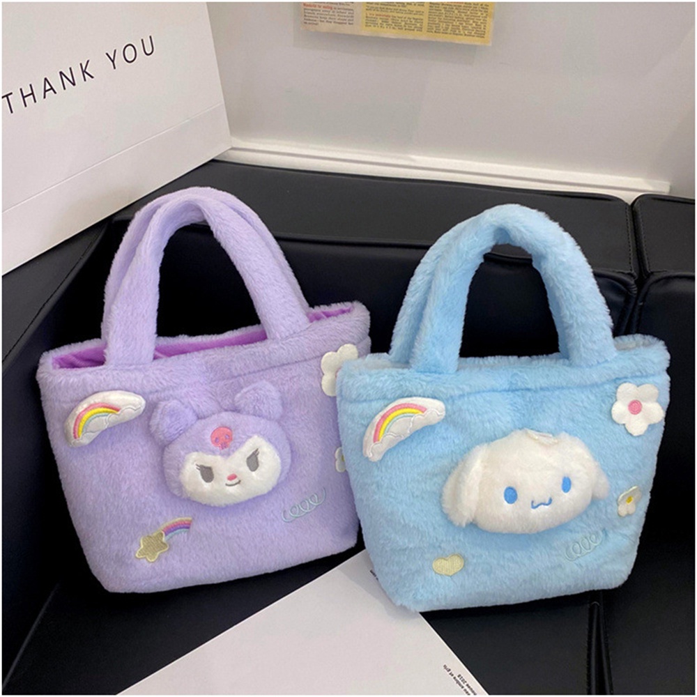 Túi Tote Hoạt Hình Sanrio Series Fluffy Doll Kuromi Yugui Dog Kawaii Shopping Bag Student KINOSTAR .