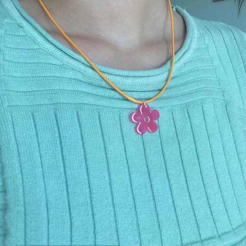 Set 10 Mặt Vòng cổ Acrylic Hình Hoa Nhiều Màu Sắc DIY