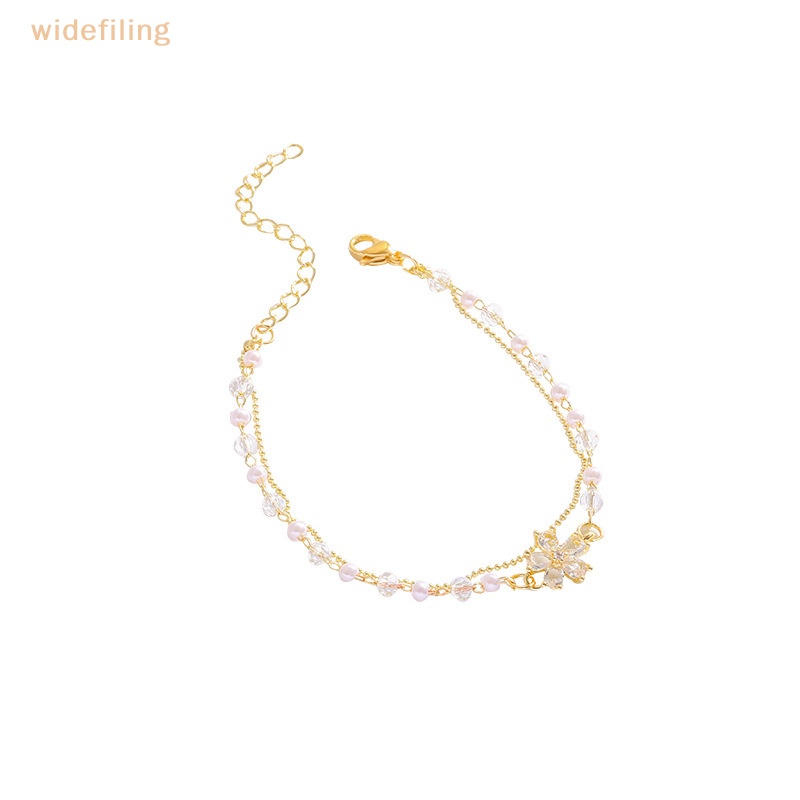 Vòng Tay Hai Lớp Đính Hoa Và Ngọc Trai Thanh Lịch Thời Trang Cho Nữ