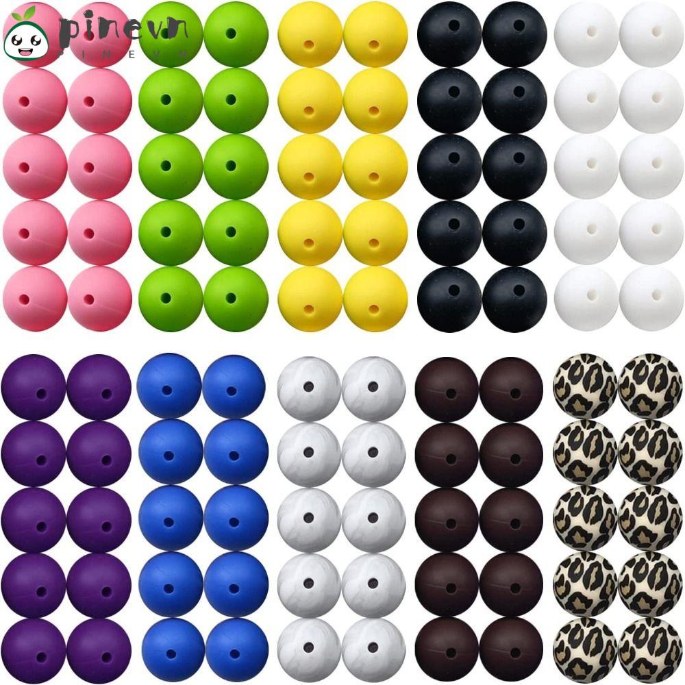 PINEVN Bộ 100 Hạt Silicone Xâu Chuỗi Nhiều Màu 15mm / 0.59 "