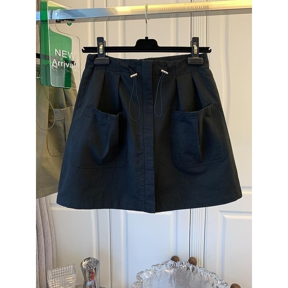 Chân Váy Ngắn Lưng Cao Dáng Rộng Phối Túi Thời Trang 2023 Dành Cho Nữ