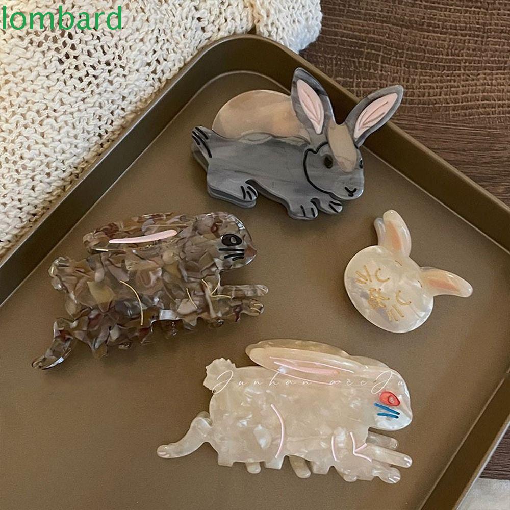 LOMBARD Kẹp Tóc Cào Móng Hình Thỏ / Cá Mập Hoạt Hình Cỡ Lớn Kiểu Hàn Quốc Cho Bé Gái