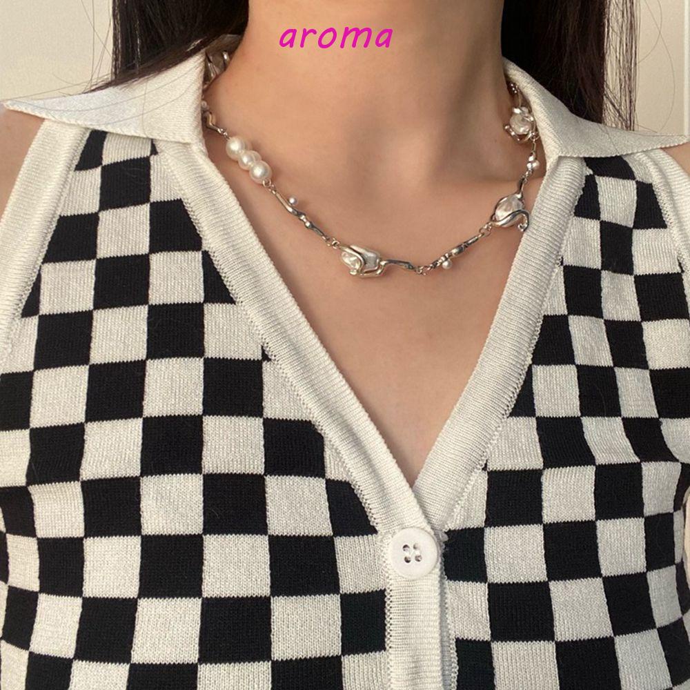 AROMA Vòng cổ Thép Titan Mặt Độc Đáo Phong Cách Hàn Quốc Cho Nam Nữ