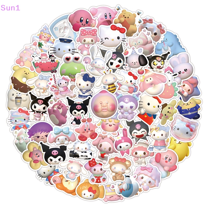 Set 60 / 120 Sticker 3D Hình Nhân Vật Hoạt Hình Kuromi My Melody Dễ Thương Chống Nước
