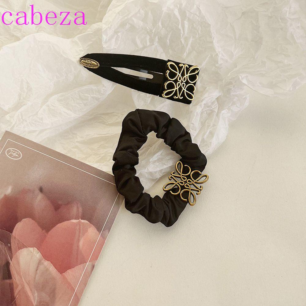 CABEZA Dây Buộc Tóc Hình Vuông In Chữ Phong Cách Hàn Quốc Cổ Điển Thời Trang Cho Nữ