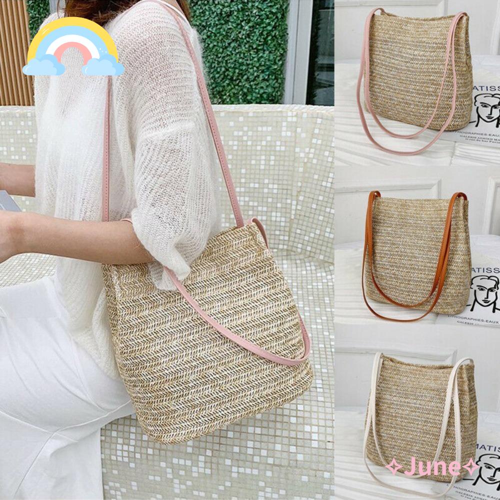 JUNE Túi Xách Đan Rơm Thời Trang Hè Cho Nữ