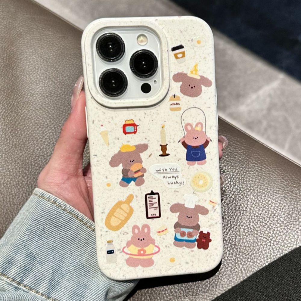 Ốp Điện Thoại TPU Mềm Chống Sốc In Hình Gấu Thỏ Hoạt Hình Hàn Quốc Cho IPhone 14 13 12 11 Pro Max X XR 8 7 Plus