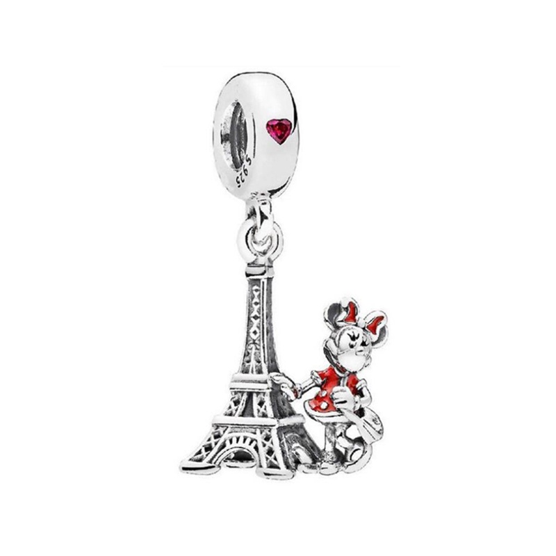 Mặt Dây Chuyền Mạ Bạc 925 Hình Tháp Eiffel / Chuột Mickey DIY