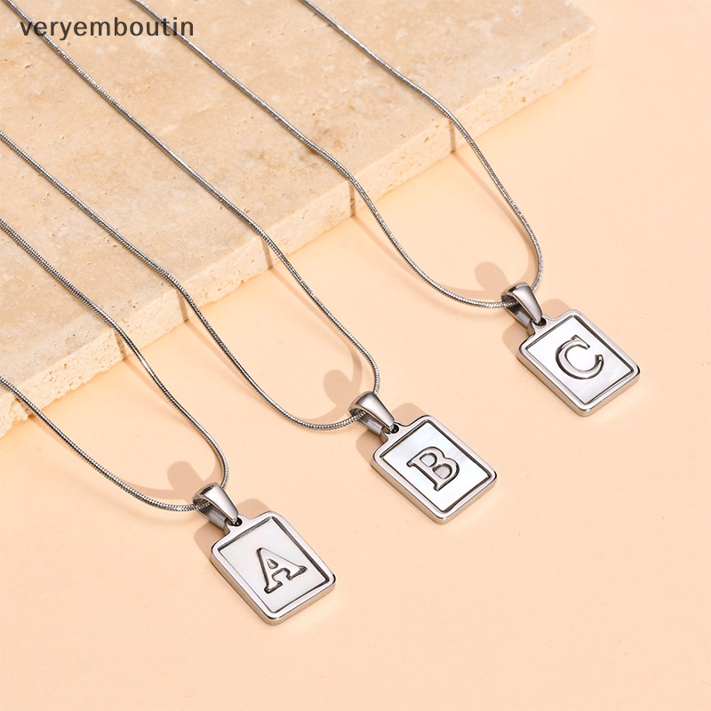 Vòng cổ Mặt Vuông Khắc Chữ A Đến Z Bằng Thép Không Gỉ Thời Trang Cho Nữ