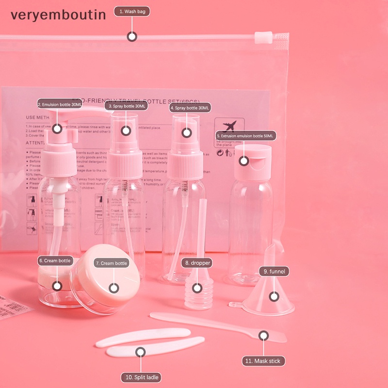 Set 11 Chai Rỗng Đựng Mỹ Phẩm Tiện Lợi Khi Đi Du Lịch