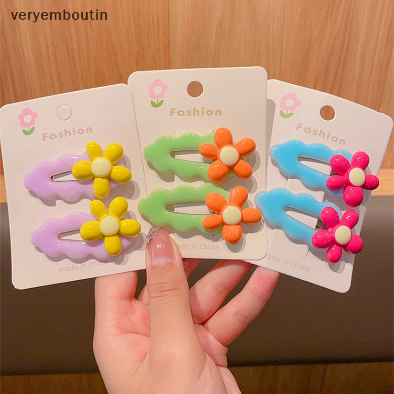 Bộ 2 Kẹp Tóc Hình Bông Hoa Màu Sắc Ngọt Ngào Xinh Xắn Cho Nữ
