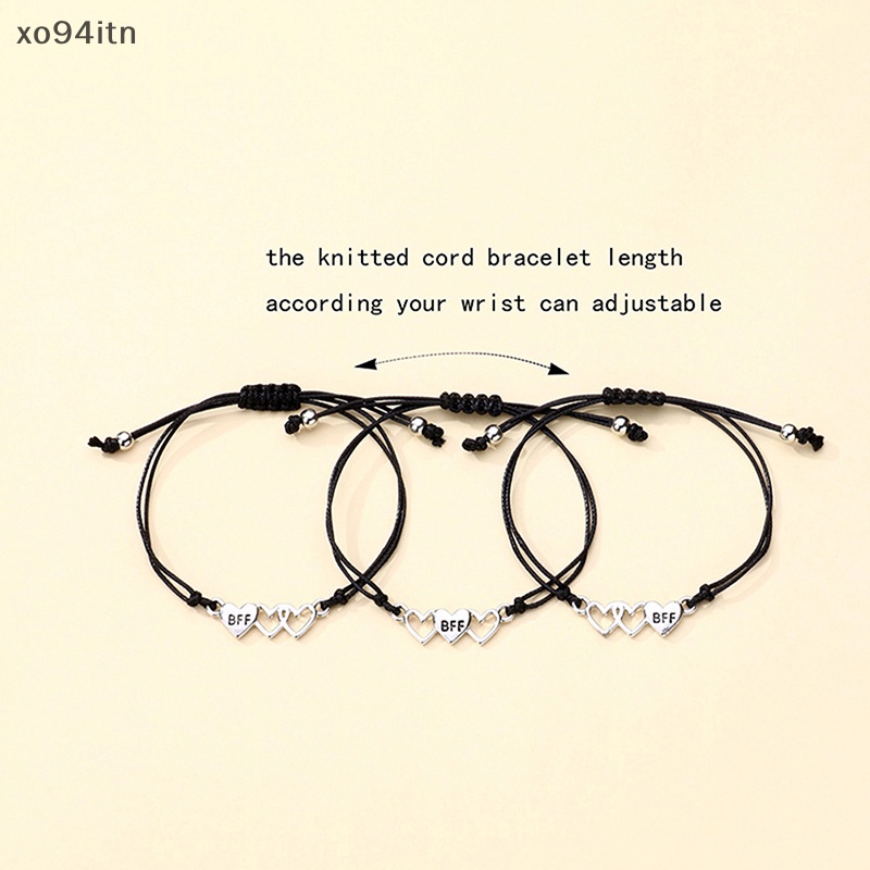 Bộ 3 Vòng Tay Dây Thừng Mặt Hình Trái Tim Thời Trang Cho Nam Và Nữ