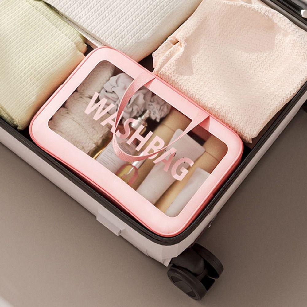 ANEMONE Túi Đựng Mỹ Phẩm Bằng PVC Hai Lớp Có Khóa Kéo Tiện Dụng