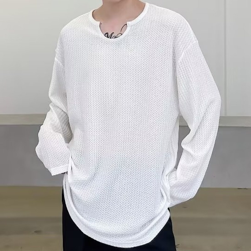 Áo sweater Dệt Kim Cổ Tròn Tay Dài Dáng Rộng Màu Trơn Thời Trang Mùa Xuân 2023 Mới Cho Nam