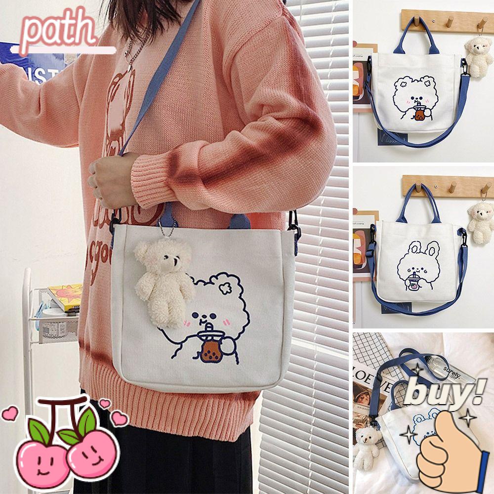 PATH Túi Đeo Vai Bằng Vải Canvas Thiết Kế Hình Hoạt Hình Nhỏ Gọn