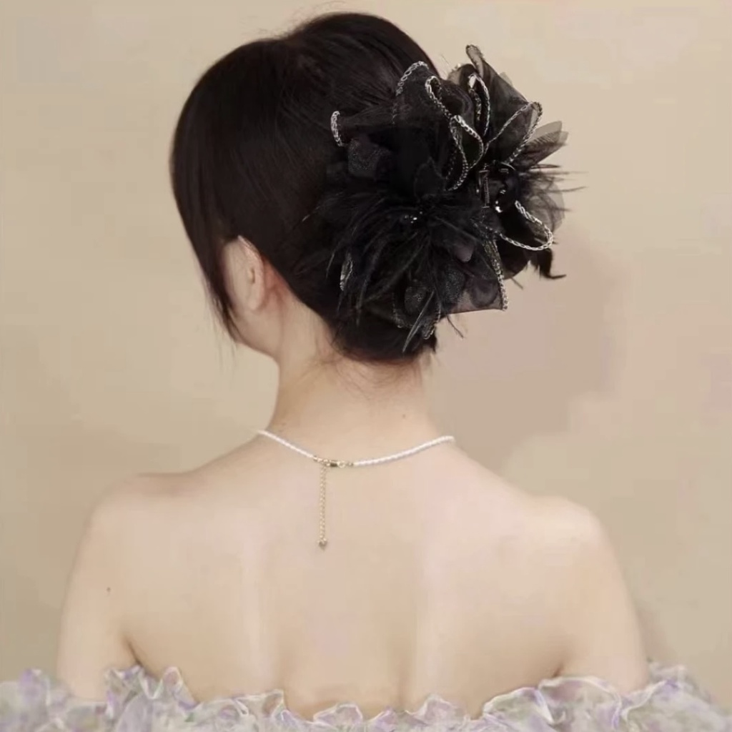 Kẹp Tóc Nơ Màu Đen Cỡ Lớn Phong Cách Hàn Quốc Thời Trang Mùa Hè Cho Nữ