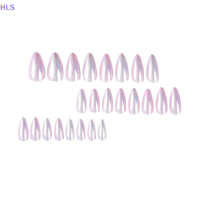 [HLS] Móng Tay Giả Dài Màu Tím Kim Tuyến Cực Quang Có Thể Tháo Rời