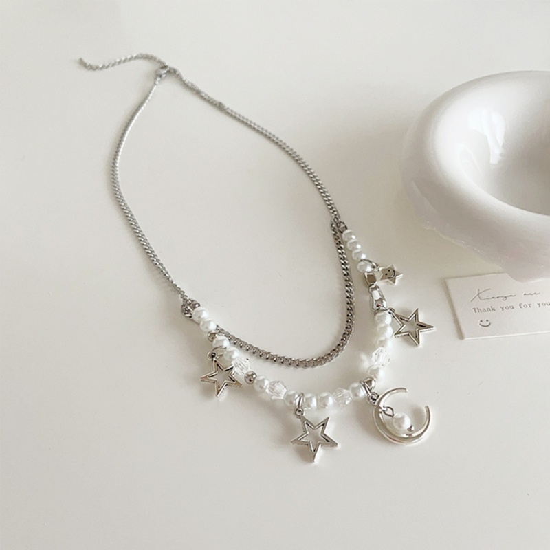 Vòng Cổ choker y2k Mặt Trăng Và Ngôi Sao Đính Ngọc Trai Nhân Tạo Thời Trang