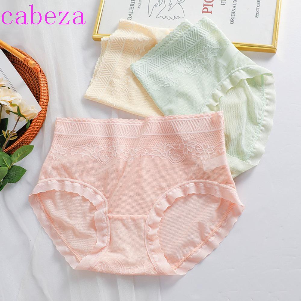 CABEZA Quần Lót Cotton Lưng Vừa Phối Ren Lưới Thoáng Khí Thời Trang Quyến Rũ Cho Nữ