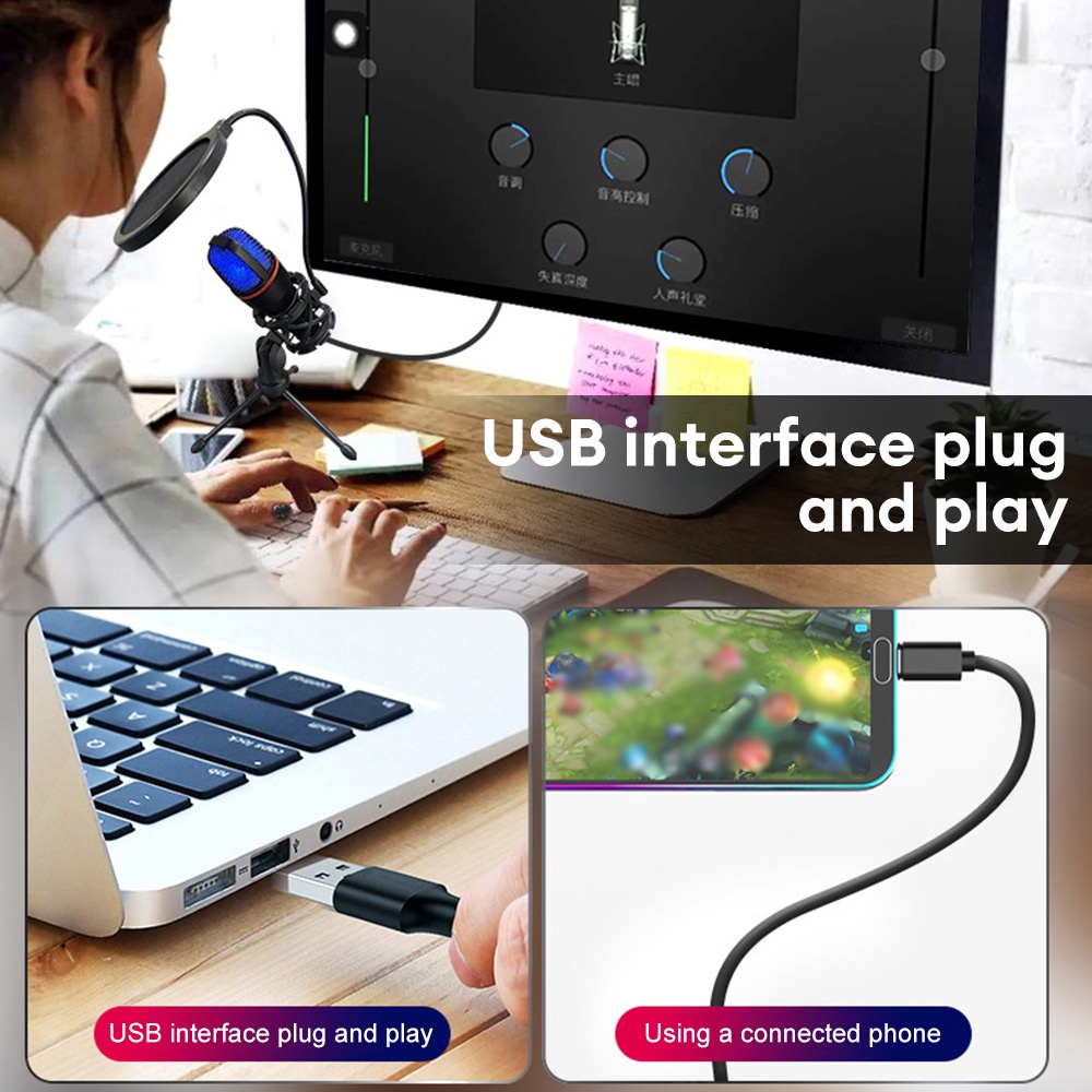 Micro USB RGB Thu Âm Chuyên Nghiệp Cho Máy Tính Laptop