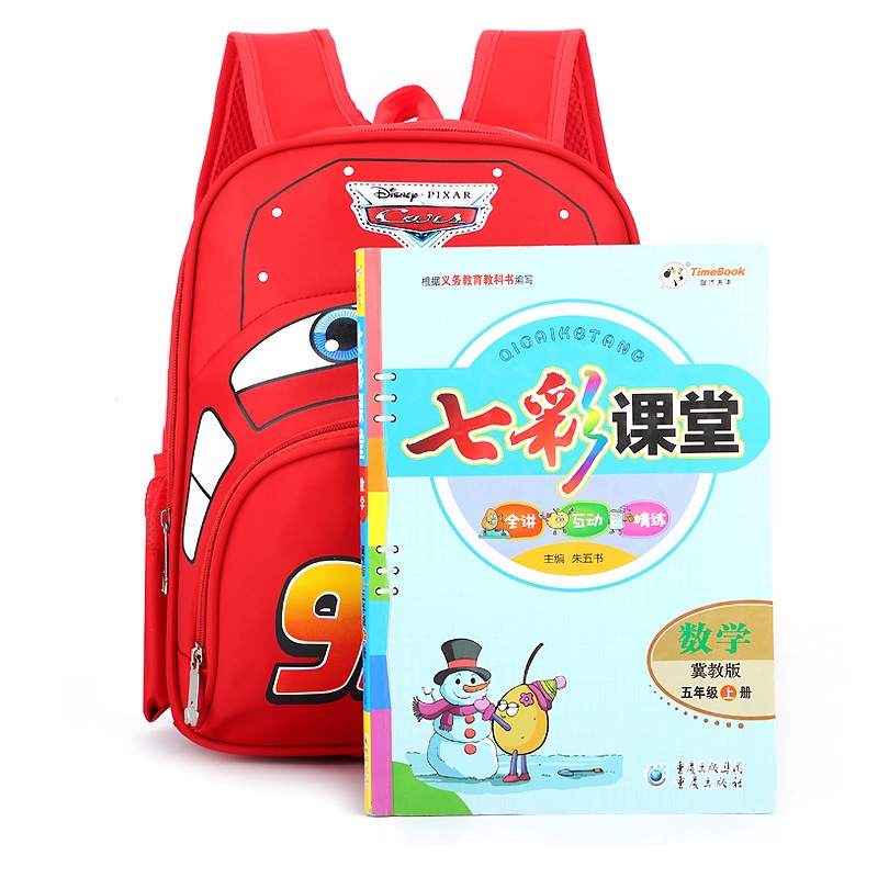 Ba Lô Đi Học In Hình Xe Hơi Hoạt Hình Disney Pixar Lightning McQueen 3 Màu Sắc Đỏ Xanh Dương Cho Bé Trai