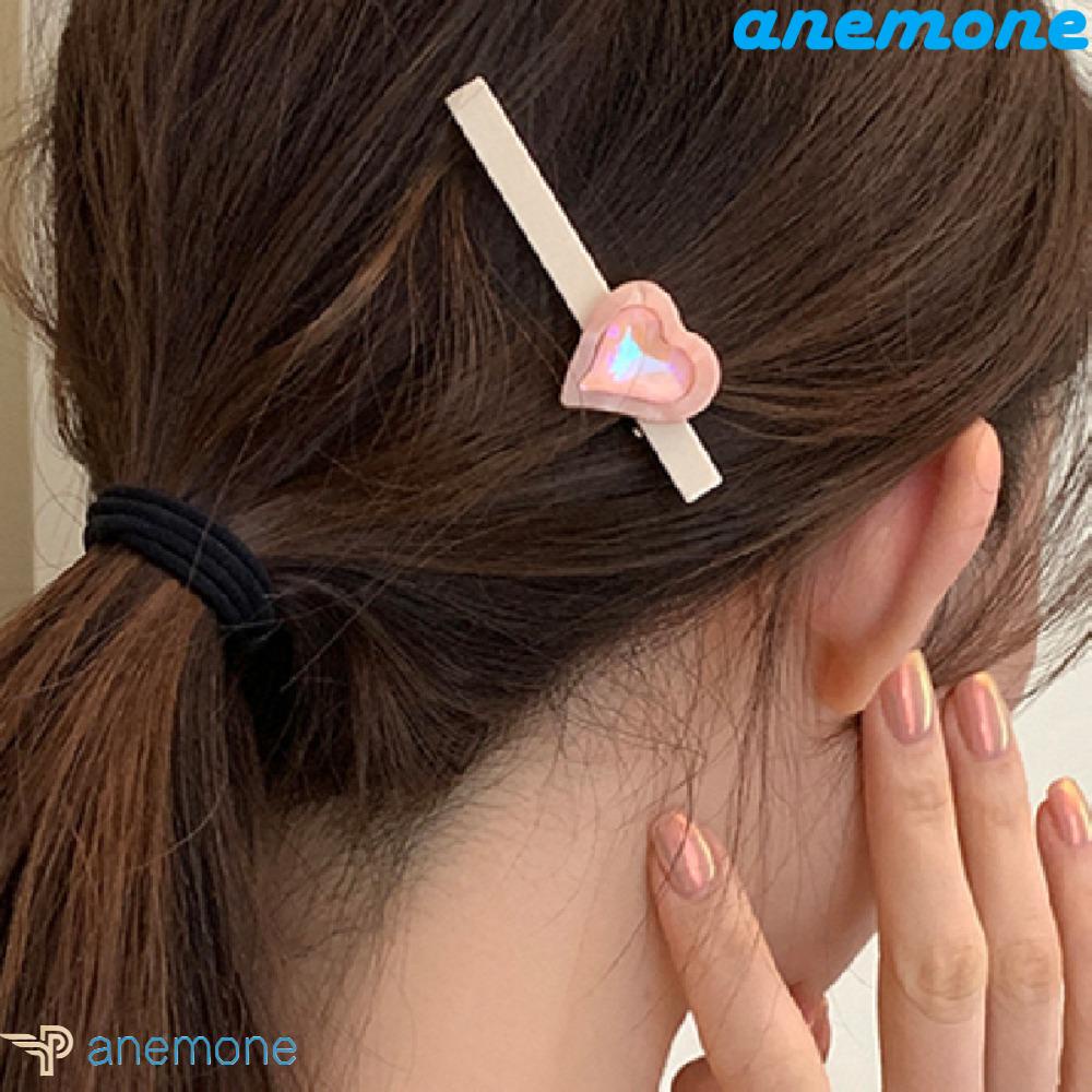 ANEMONE Kẹp Tóc Dài Hình Trái Tim Đính Đá Màu Sắc Gradient Sáng Tạo