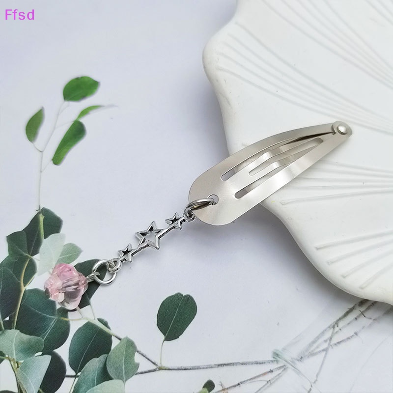 Kẹp Tóc Dạng Chuỗi Xích Hình Ngôi Sao / Trái Tim Rỗng Y2K Bằng Kim Loại Cá Tính Ngọt Ngào Cho Nữ