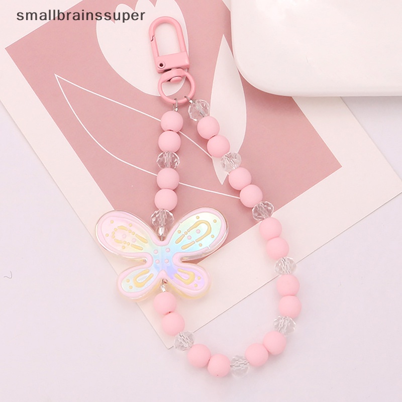 Dây Đeo Điện Thoại / Móc Khóa Bằng Acrylic Màu Kẹo Hình Bướm Dễ Thương SBS