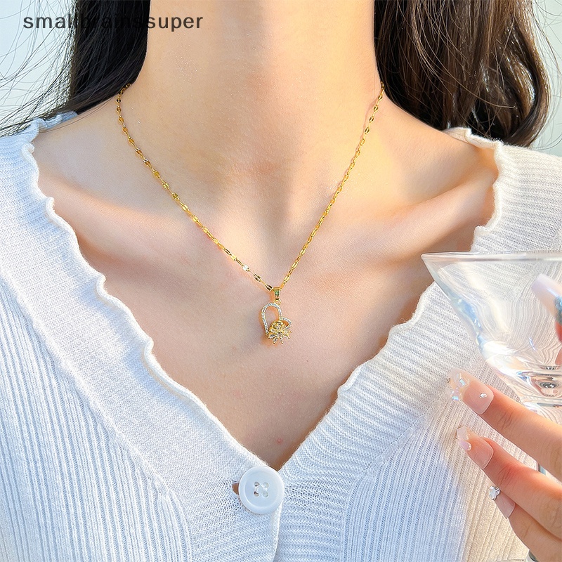 Vòng cổ Bằng Thép Titan Dát Vàng Nhẹ Hình Trái Tim Thời Trang Cho Nữ SBS