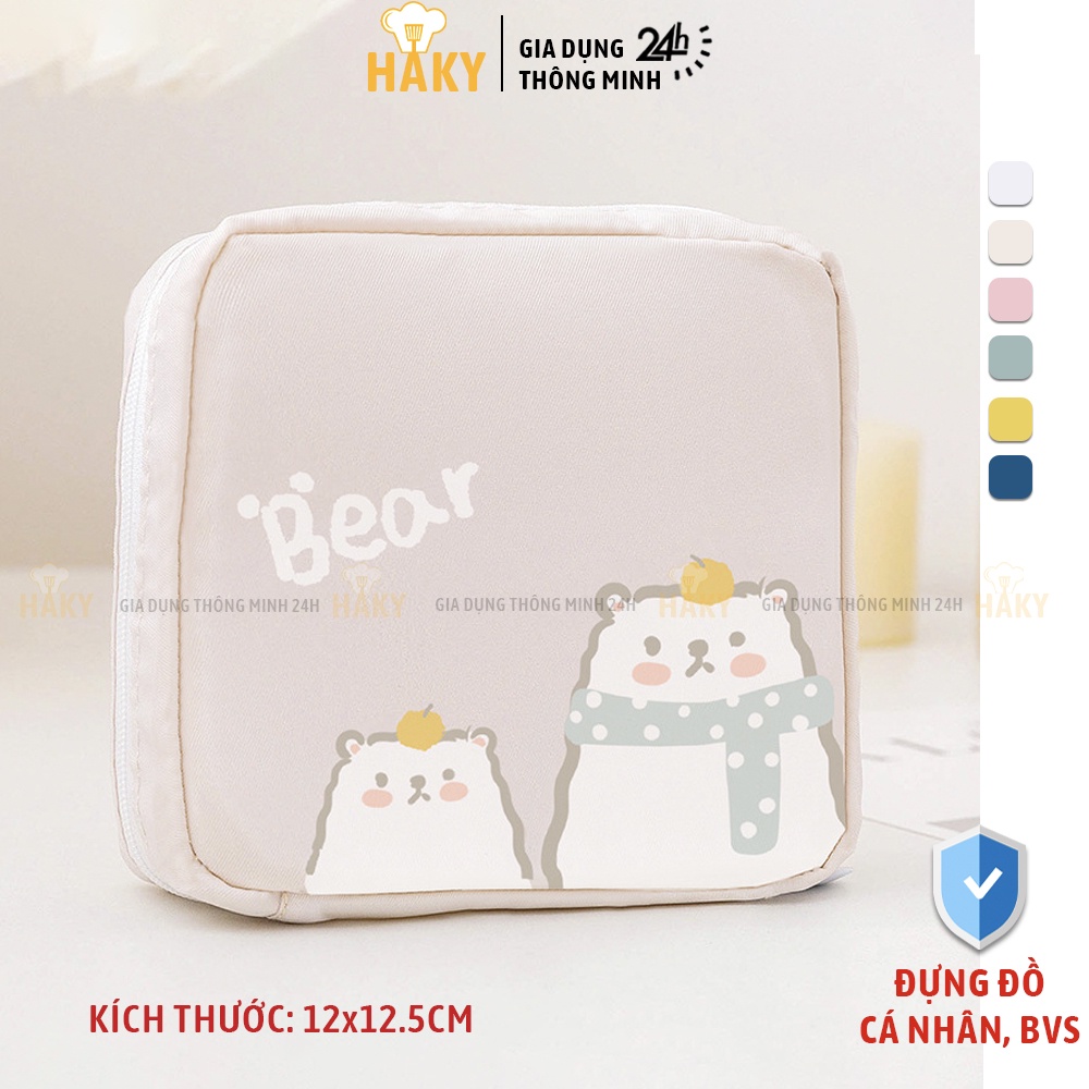 Túi mini đựng băng vệ sinh, son môi, mỹ phẩm nhỏ gọn cute, túi ví đựng đồ cá nhân chống thấm nước HAKY076