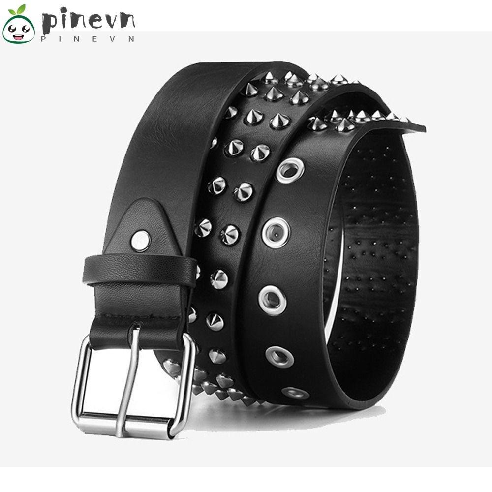 PINEVN Thắt Lưng Da Đính Đinh Tán Phong Cách Gothic Thời Trang