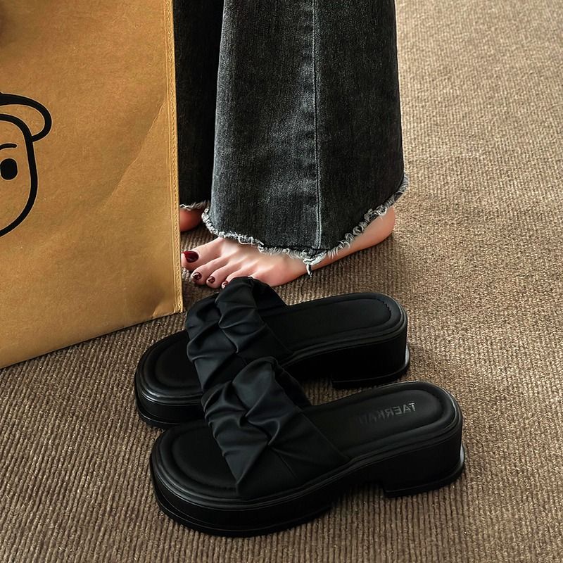 KaBaiQi Dép bánh mì guốc dép sandal nữ Màu Sắc Đơn Giản Thoải Mái Cao Gót Chống Trơn Trượt dép đế xuồng 32ZHDLX072710