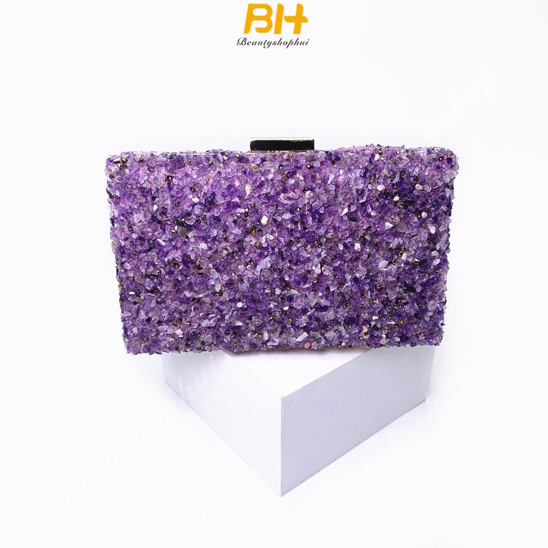 Túi Xách Dự Tiệc Dáng Vuông Nhỏ Đính Đá Pha Lê Thời Trang Sang Trọng Cho Nữ