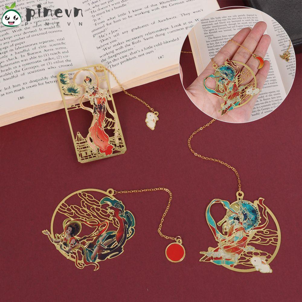 PINEVN Thẻ Đánh Dấu Trang Sách Bằng Đồng Thau Phối Tua Rua Phong Cách Trung Hoa Cổ Điển