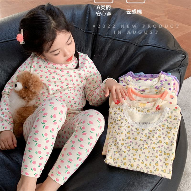 Bộ Đồ Ngủ Pijama Chất Nhung Phong Cách Đức Dễ Thương Thời Trang Thu Đông Cho Bé Gái 90-140CM