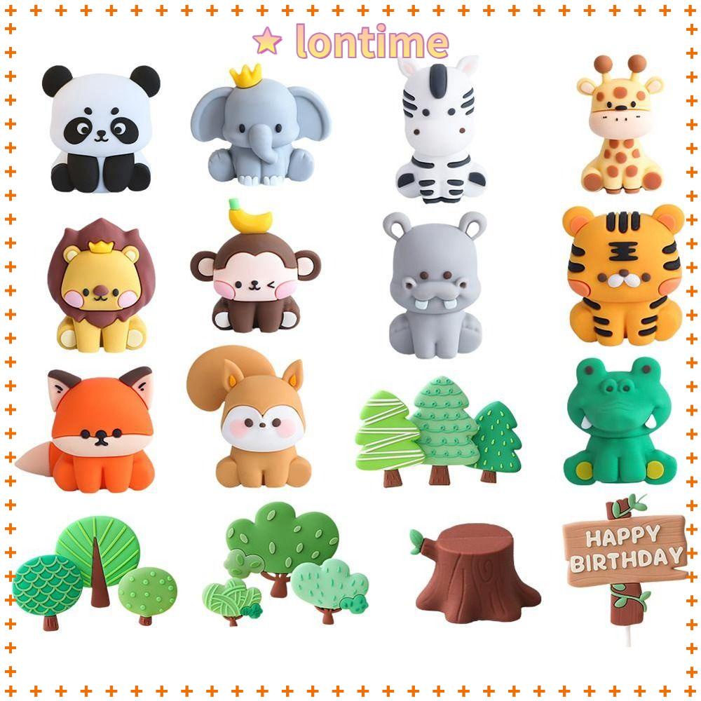 LONTIME Topper Trang Trí Bánh Kem Hình Động Vật Hoạt Hình Bằng Cao Su Mềm