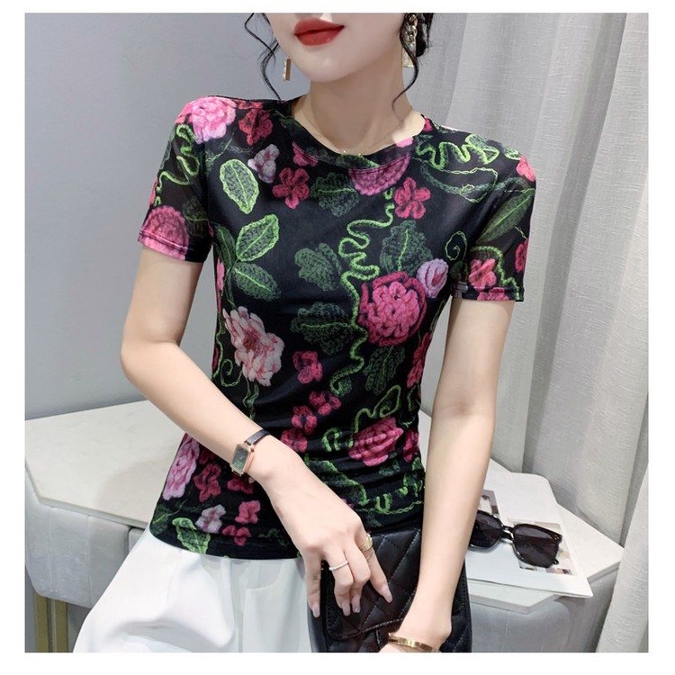 Áo Thun Ngắn Tay Dáng Rộng In Họa Tiết Thời Trang Mùa Hè Cho Nữ