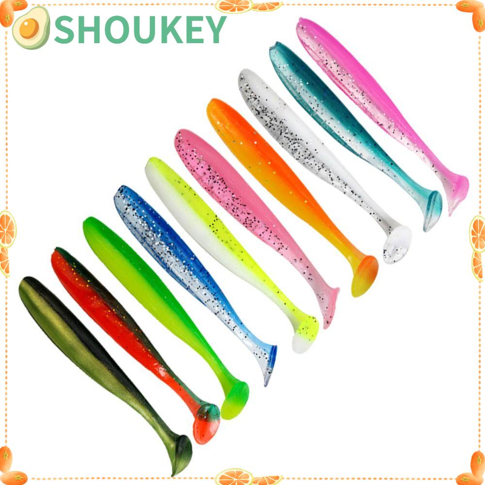 SHOUKEY Bộ 50 Mồi Giun Giả Câu Cá 6cm 7cm 10 Màu Bằng Nhựa PVC Mềm