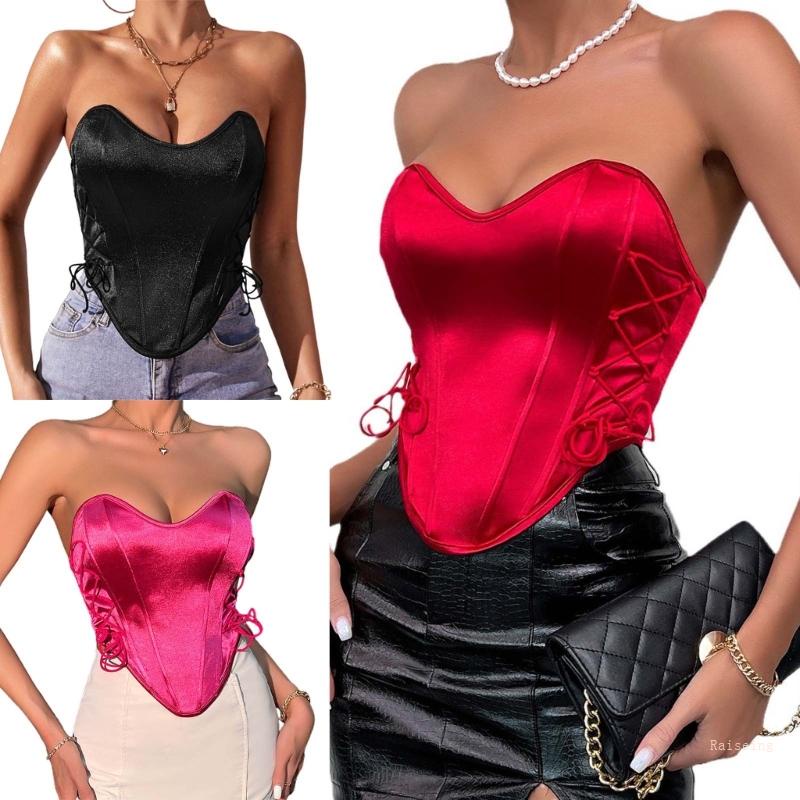 Áo Croptop Sát Nách Hở Lưng Y2k Bằng Satin Cổ Điển Quyến Rũ Cho Nữ
