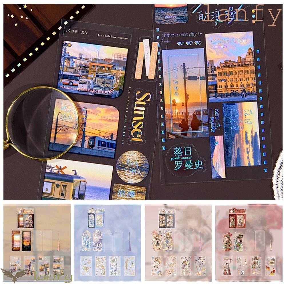 LANFY Miếng Dán Đánh Dấu Sách Họa Tiết Hoạt Hình 4 Kiểu Dùng Trang Trí