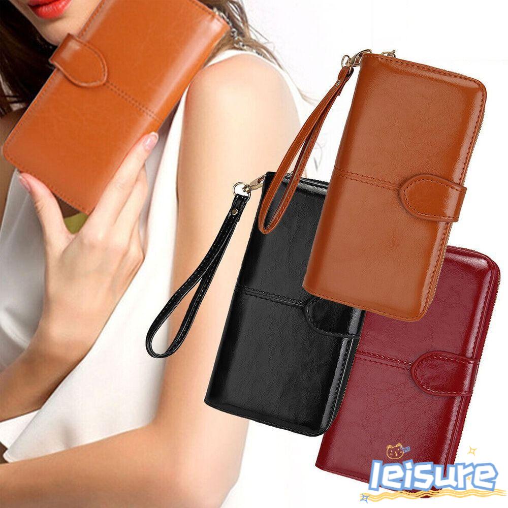 LEISURE Ví Da Cầm Tay Dáng Dài Dung Tích Lớn Thời Trang Cho Nữ