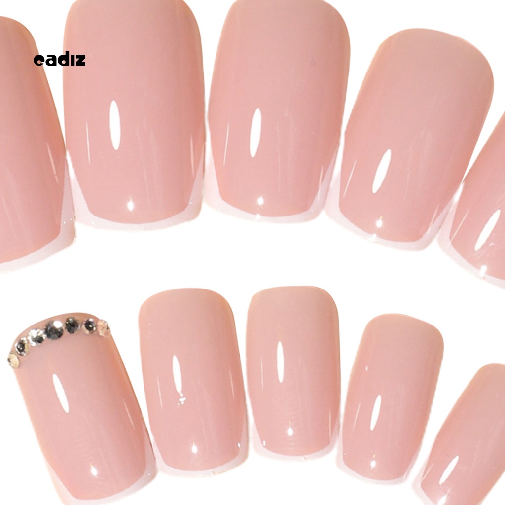 Bộ 24 Móng Tay Giả Bằng ABS Che Phủ Toàn Diện Không Phai Màu Kèm Keo Nhấn