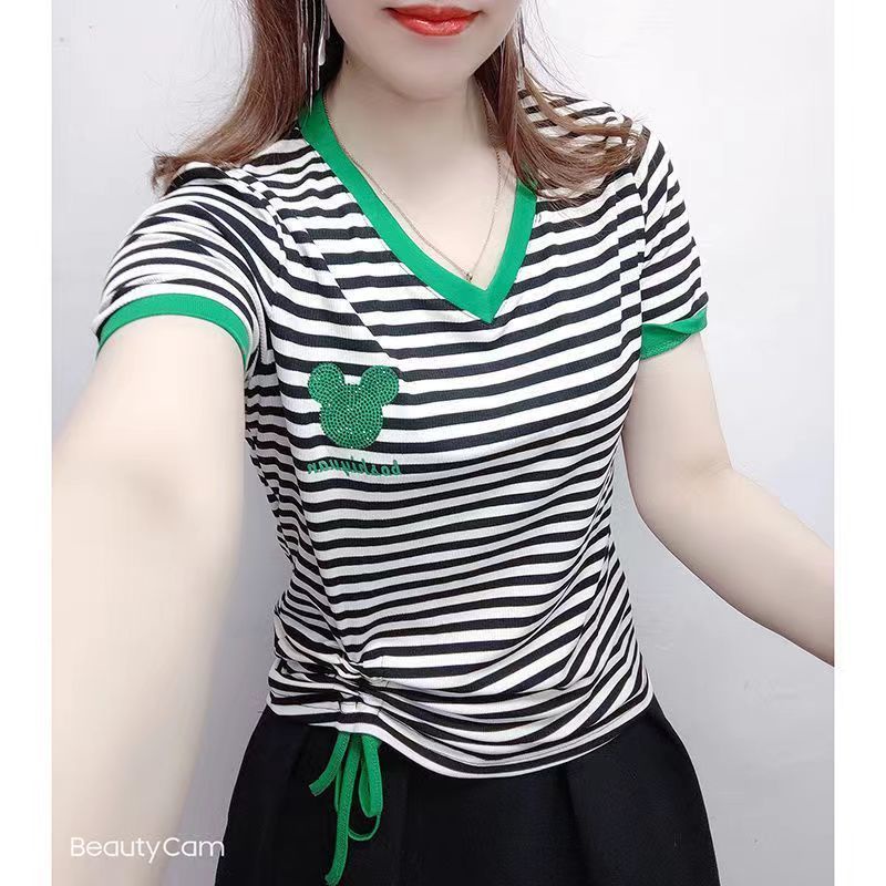 Áo Thun Tay Ngắn Cổ Chữ v Thời Trang Mùa Hè 2023 Mới